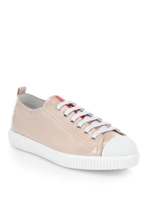 prada patent leather ribbon lace up sneakers|prada sneakers patent leather women.